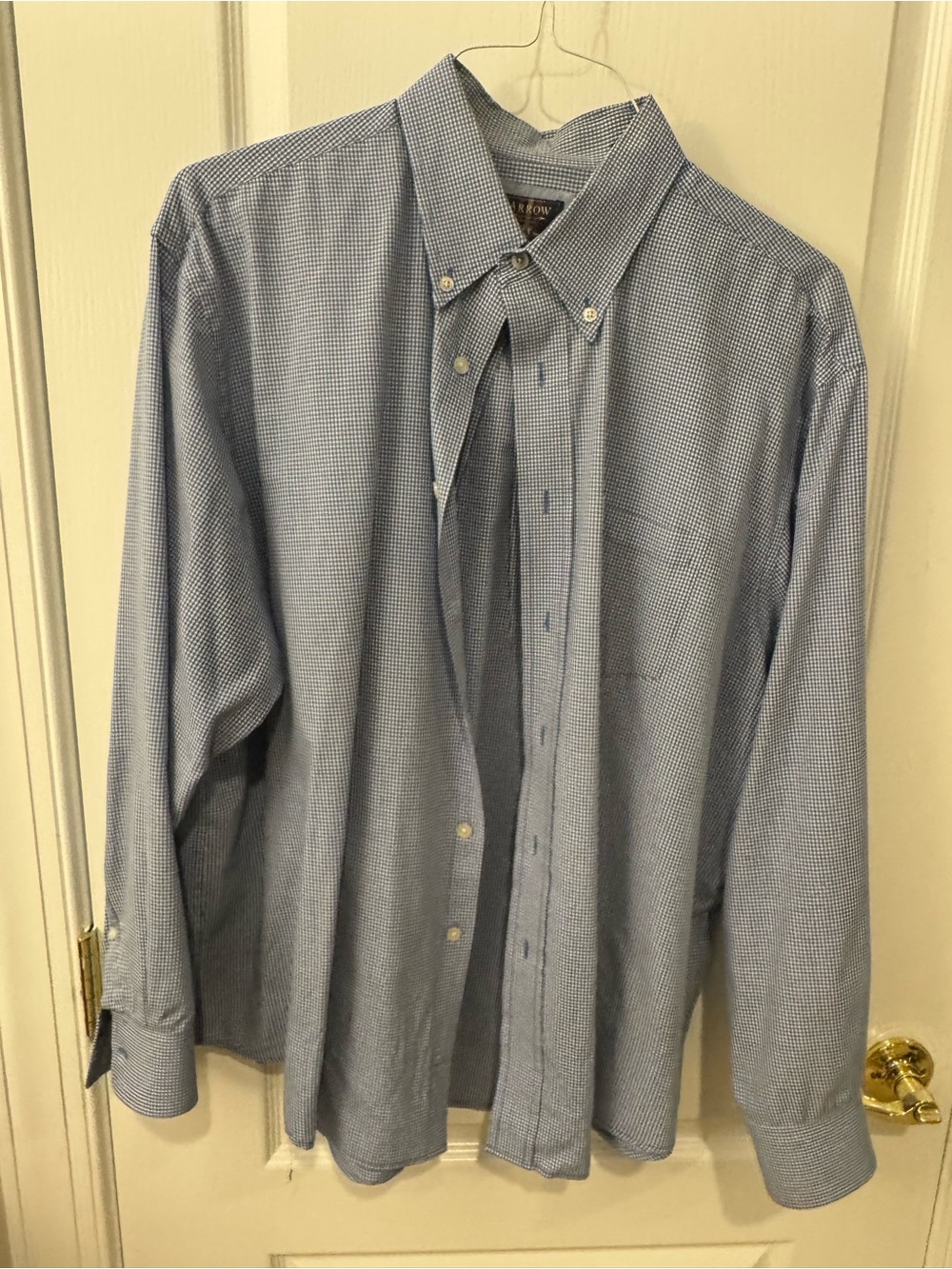 Arrow Blue Micro-Check Button-Down Dress Shirt